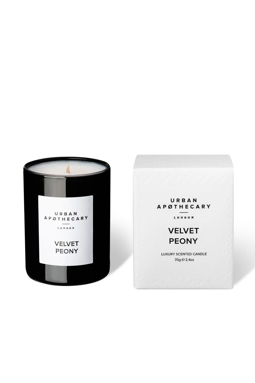 BLACK GLASS CANDLE 70G Velvet Peony