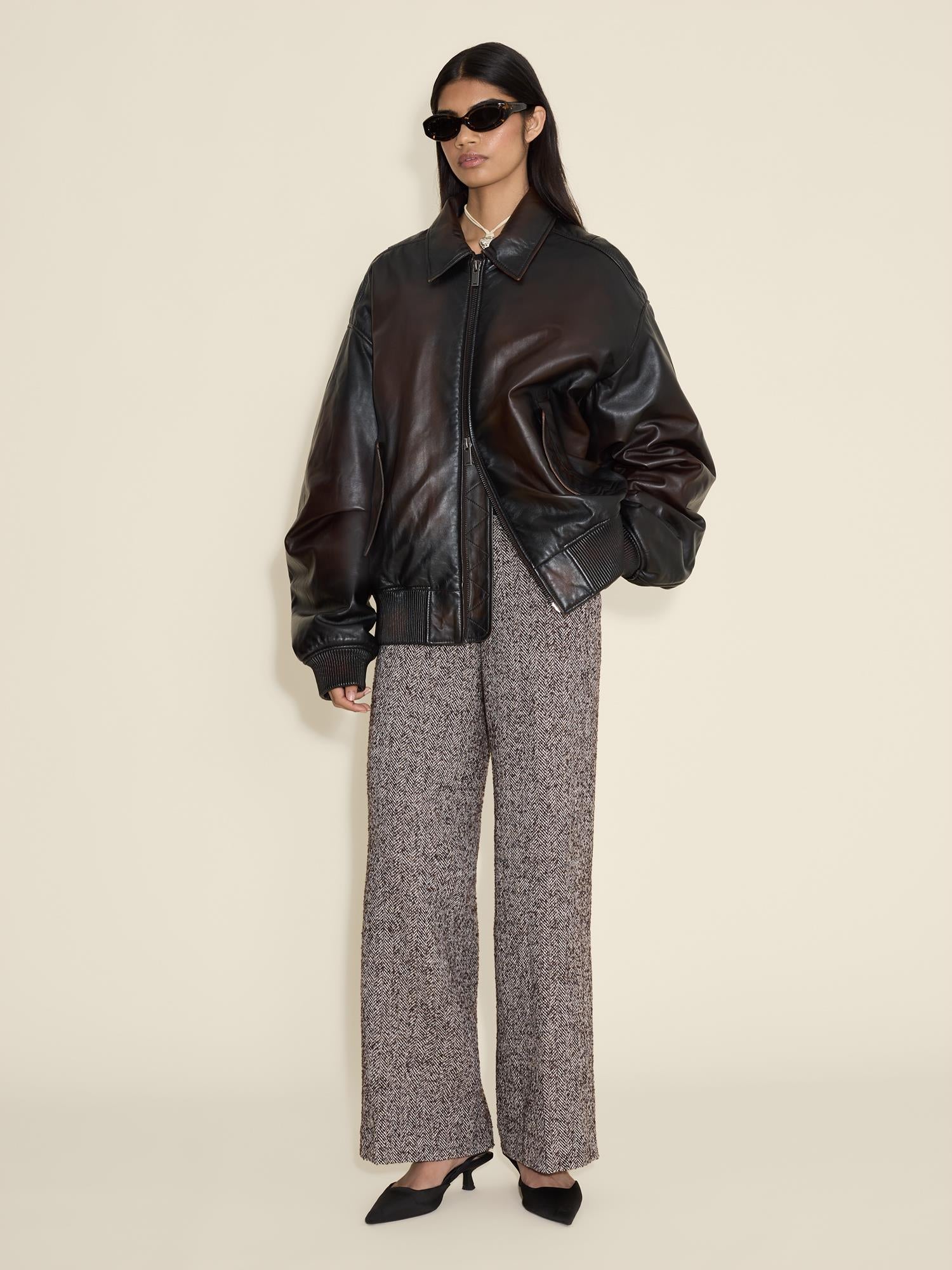 Emi Herringbone Trouser Brown Mix - Image 2