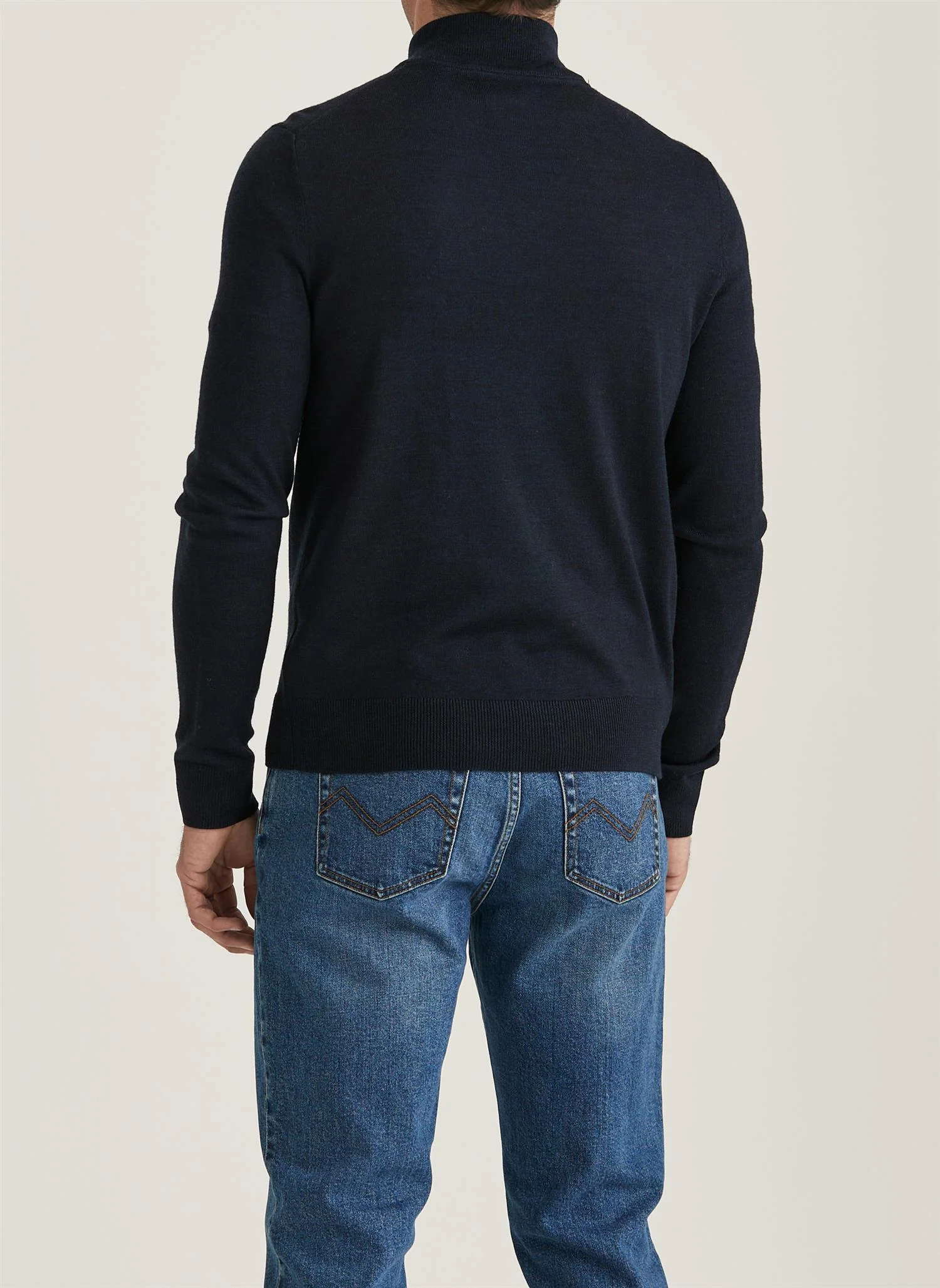 Merino Zip Cardigan Navy - Image 3
