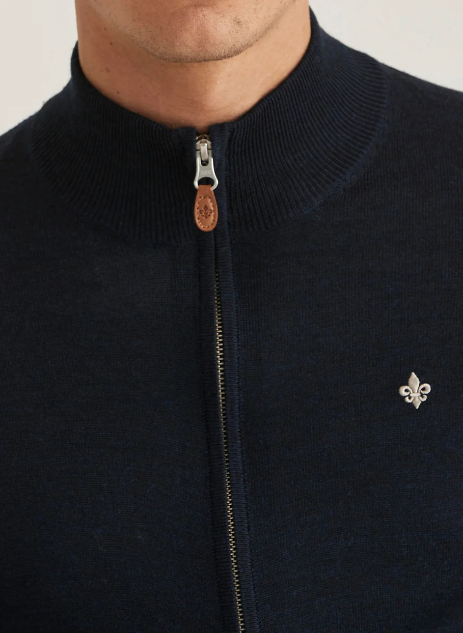 Merino Zip Cardigan Navy - Image 4