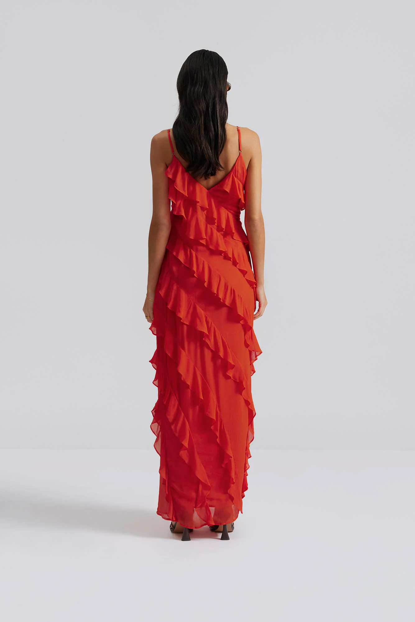 Cecily ruffle-trimmed maxi dress  Summer Red - Image 4