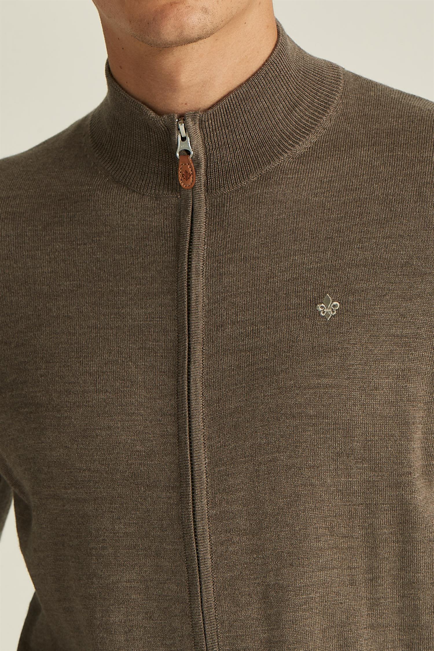 MERINO ZIP CARDIGAN Brown - Image 4