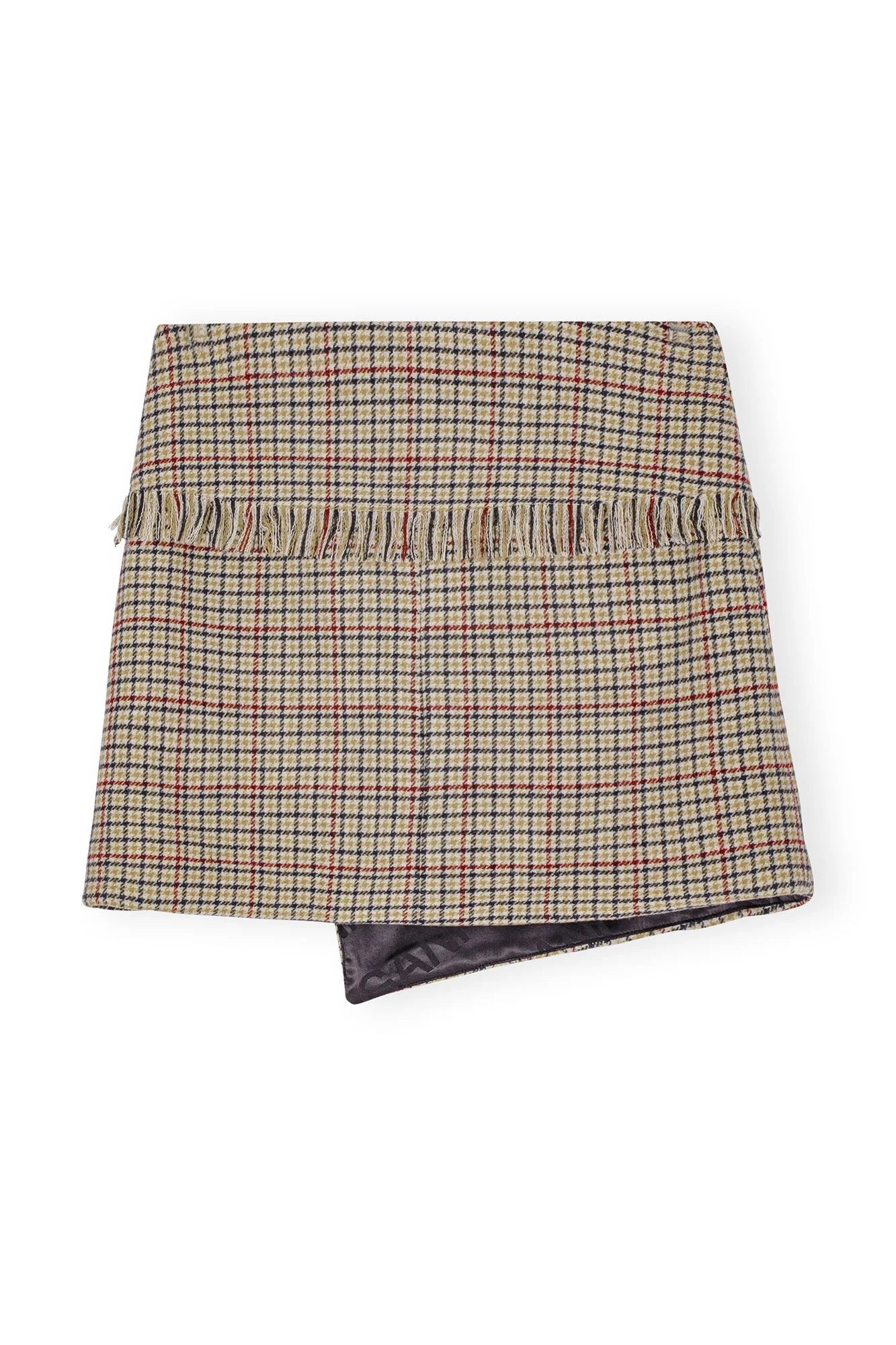 Check Wool Mix Wrap Mini Skirt  Tiger's Eye - Image 3