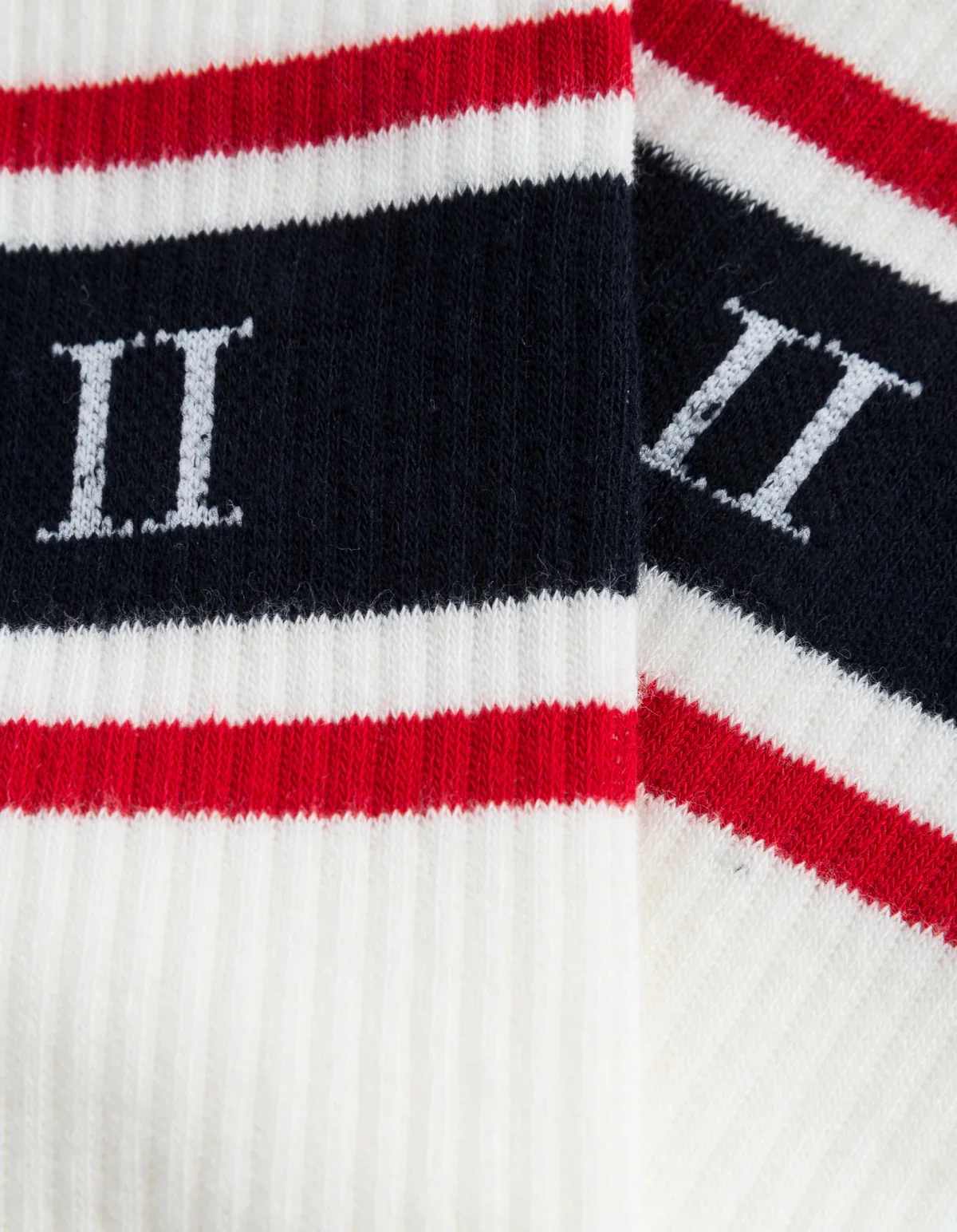 William Stripe 2-Pack Socks Off White/Navy-Red - Image 2