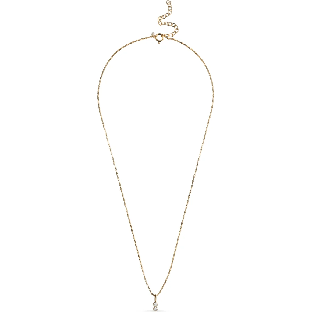 NECKLACE, TWIN CZ  18K Gold-Plated Sterling Silver