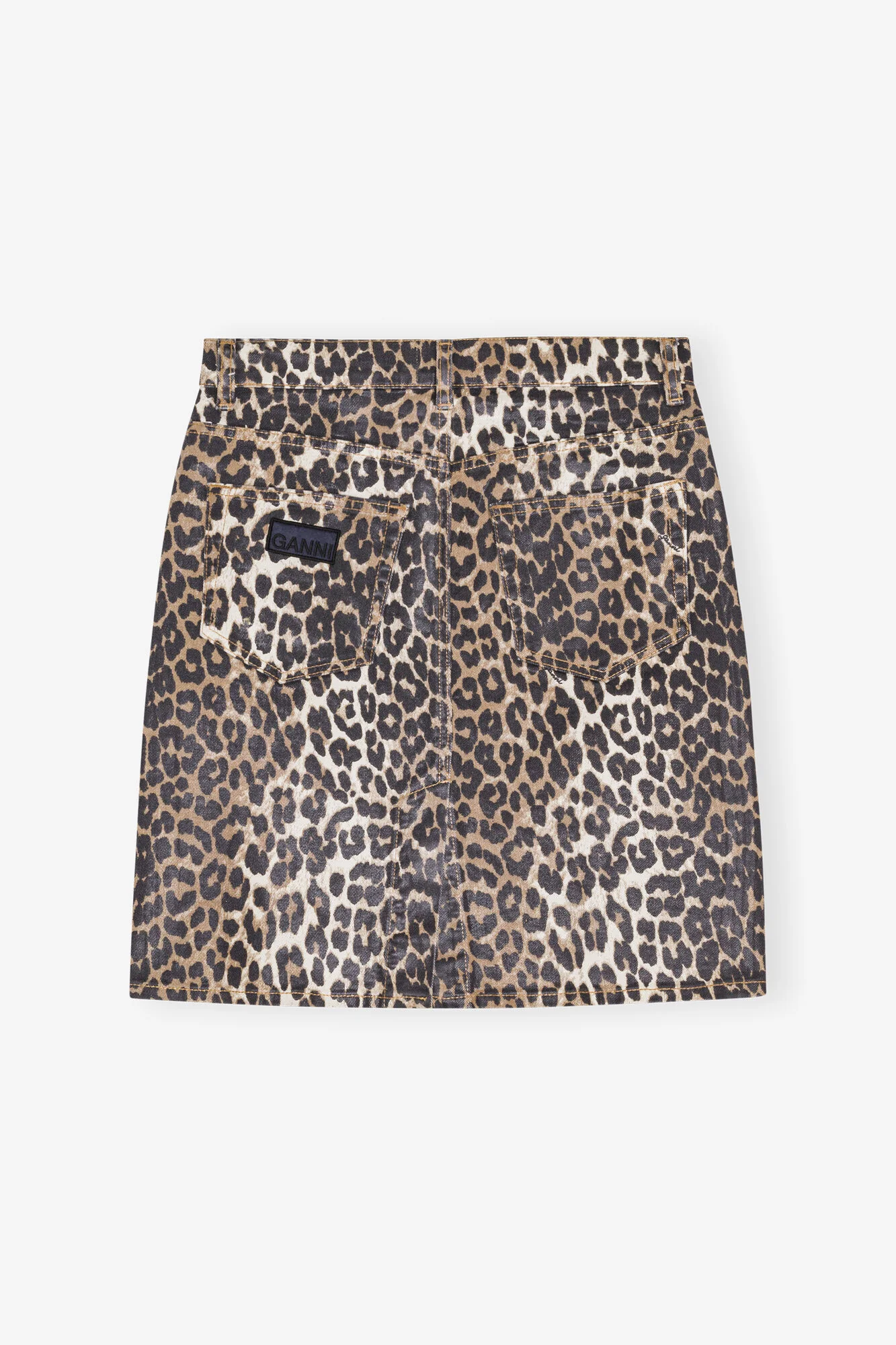 Foil Print Denim Skirt  Leopard - Image 3