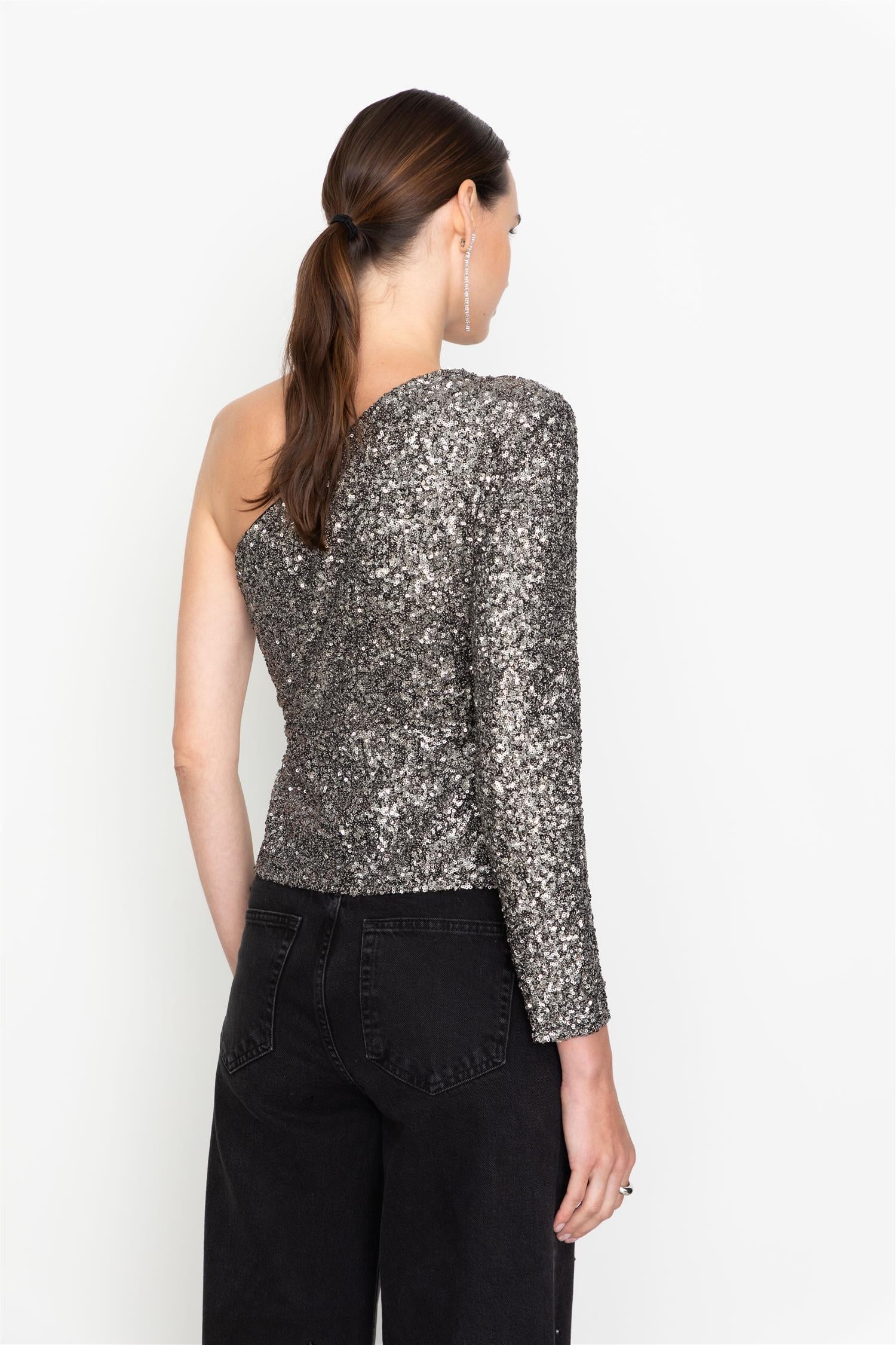Libra Sequin Top Silver - Image 3