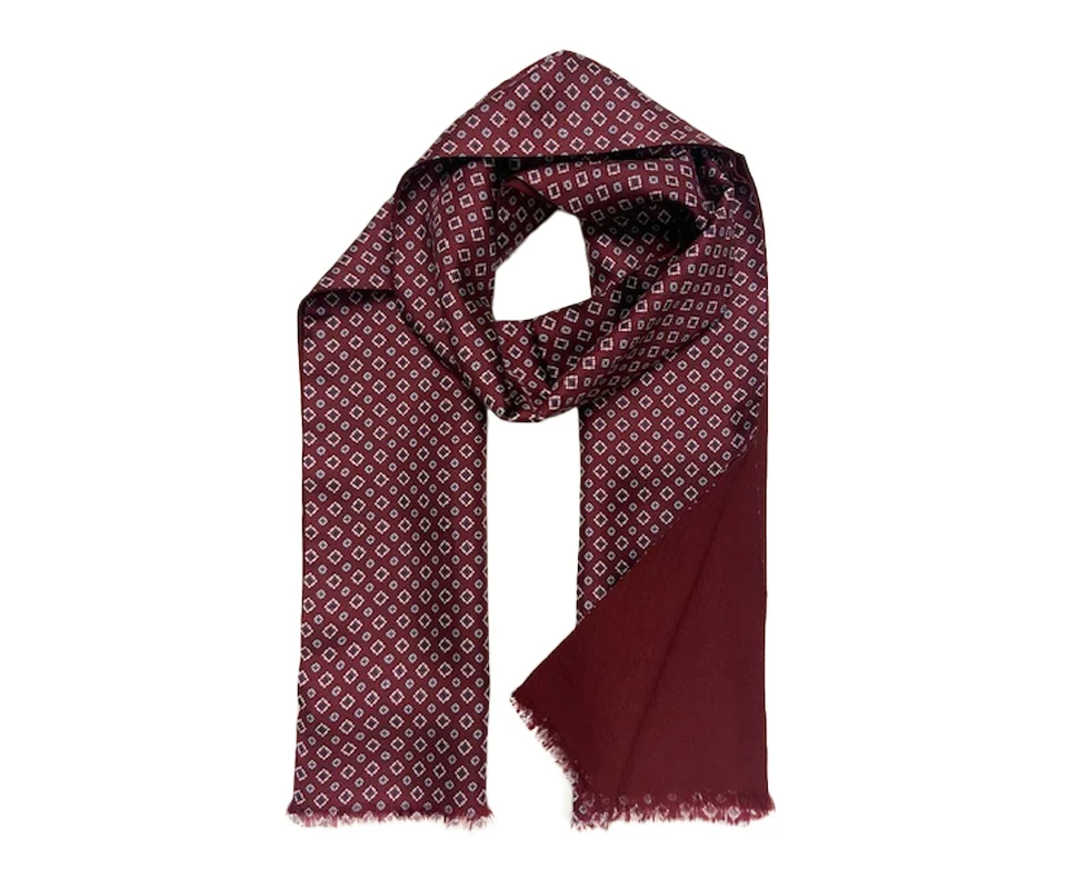 Skjerf exclusive ull/silke mønstret  Wine