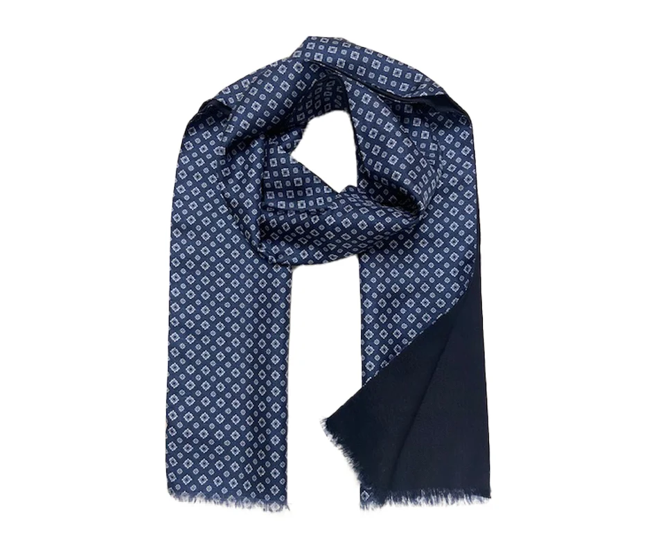 Skjerf exclusive ull/silke mønstret  Navy