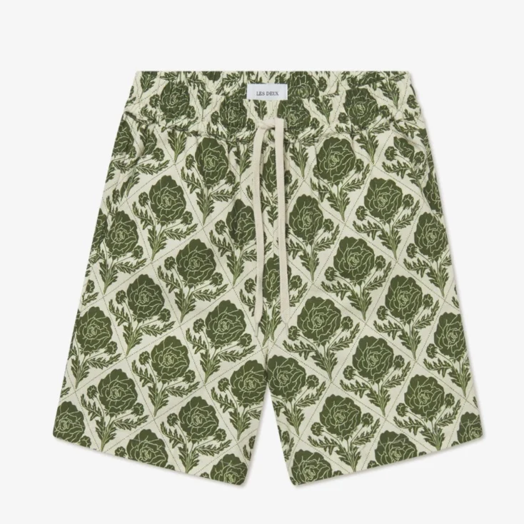 Lesley Flower Tile AOP Shorts Vintage Green/Ivory