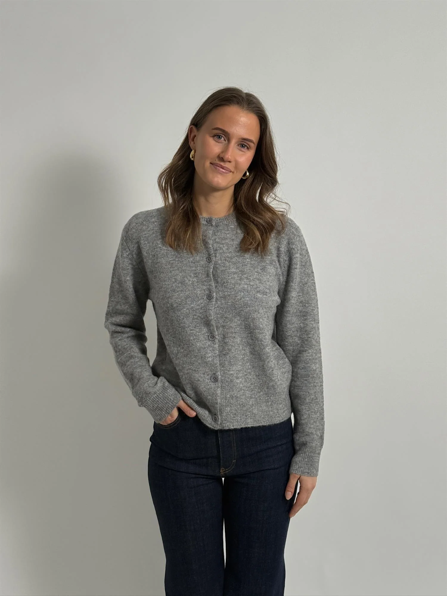 Nor short cardigan 7355 Grey Mel.