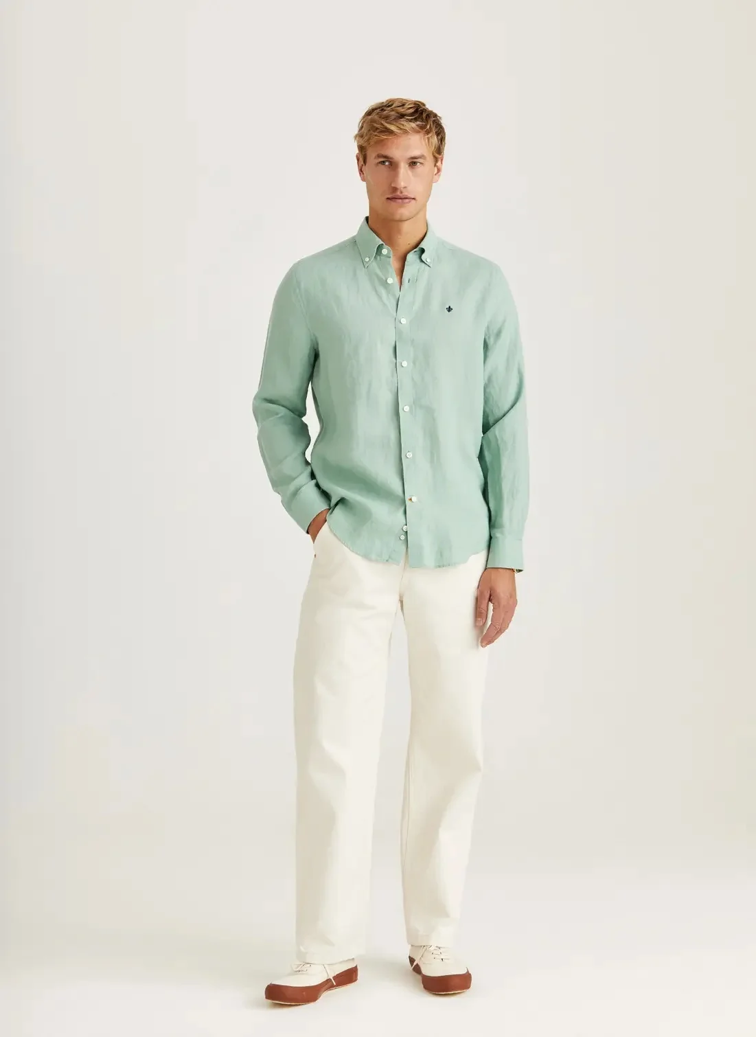 Douglas Linen Shirt-Classic Fit Green - Image 2