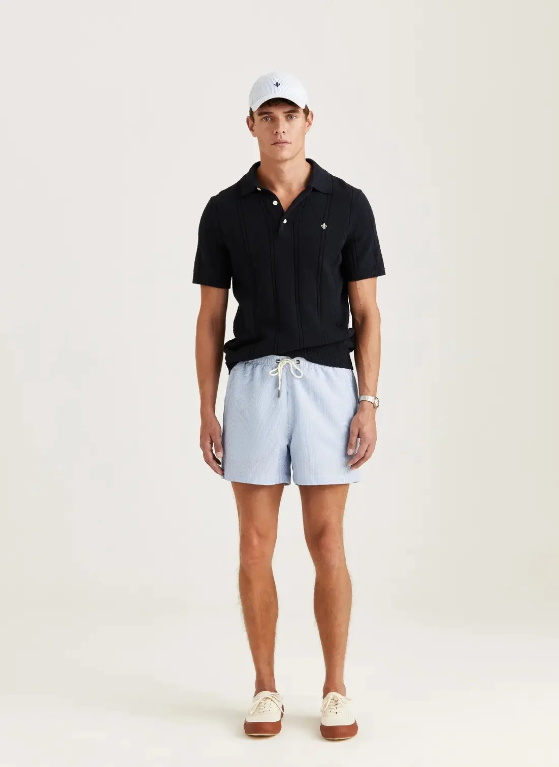 Morris Seersucker Bathing Trunks Light Blue - Image 5