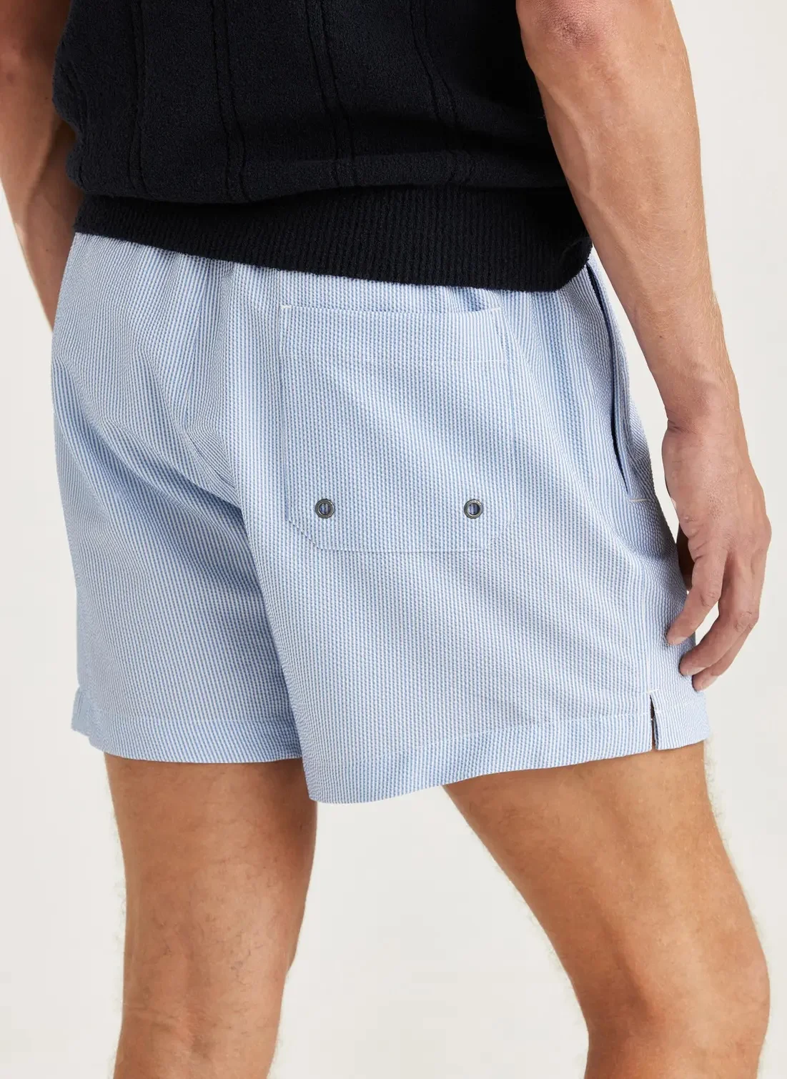 Morris Seersucker Bathing Trunks Light Blue - Image 6