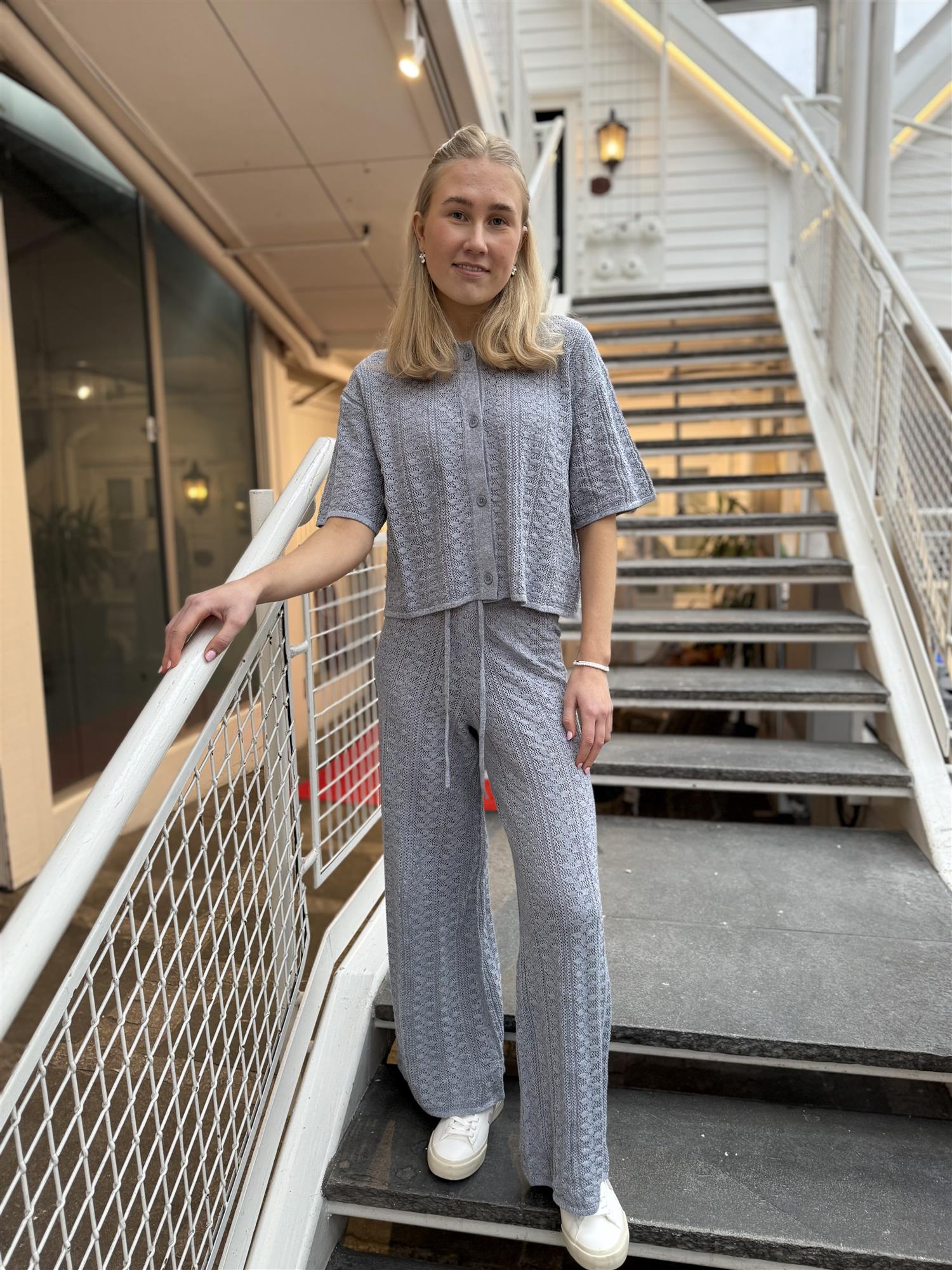 Kelp Crochet Trousers Blue Mix