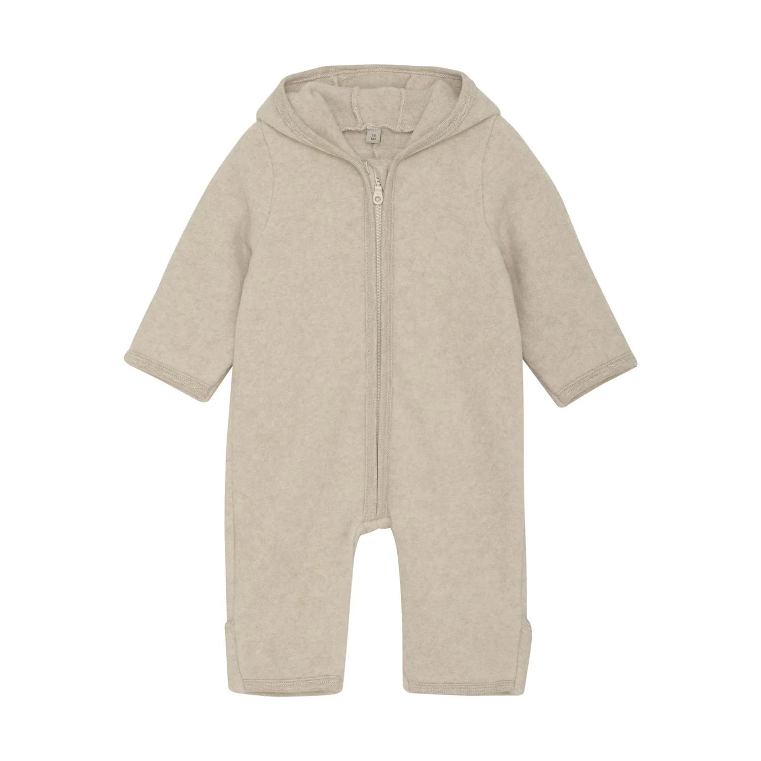 Pram Suit Ears Cot. Fleece Camel Melange