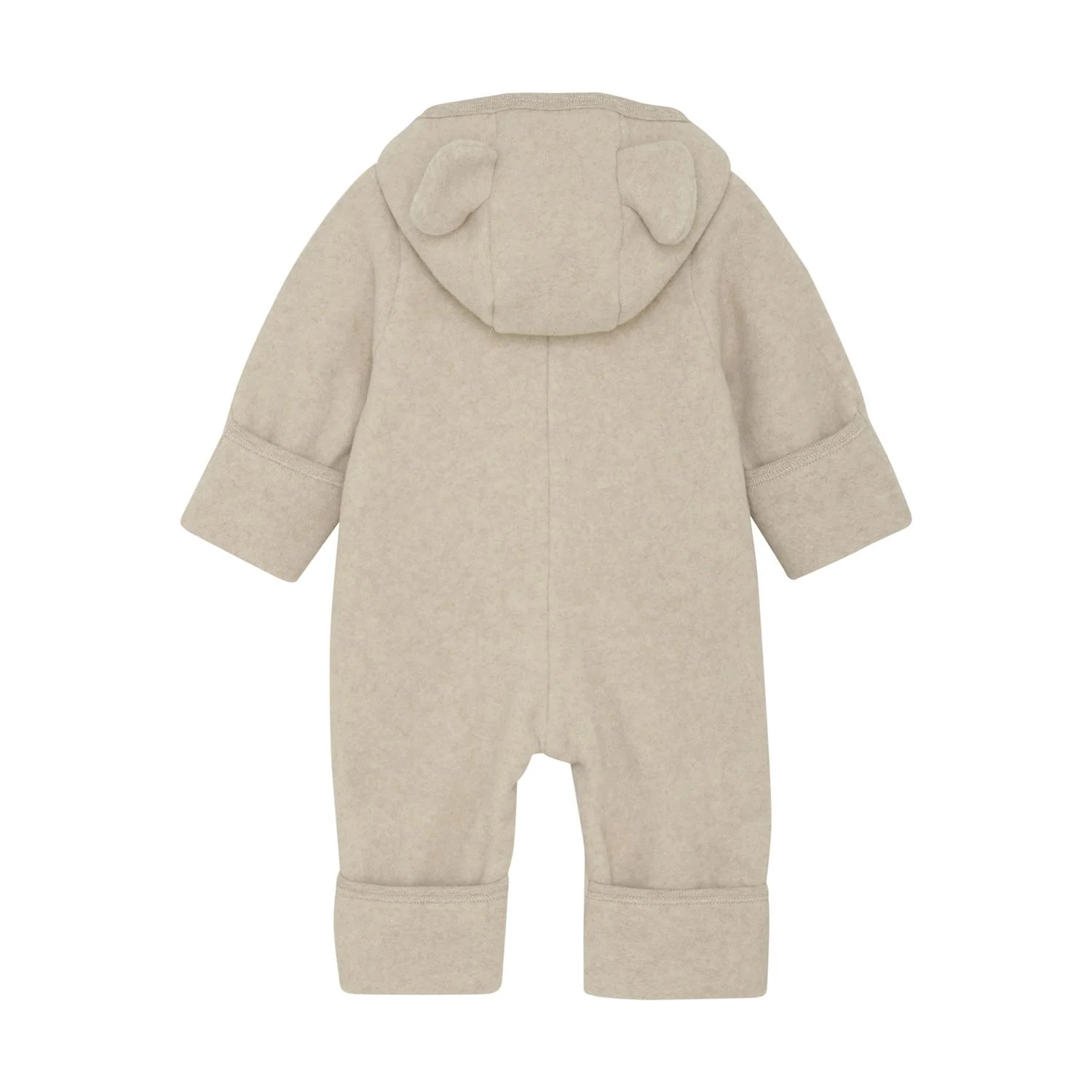 Pram Suit Ears Cot. Fleece Camel Melange - Image 2
