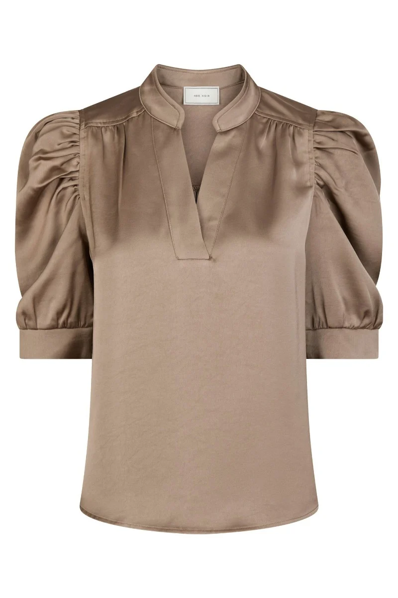 Roella Heavy Sateen Shirt Dark Taupe