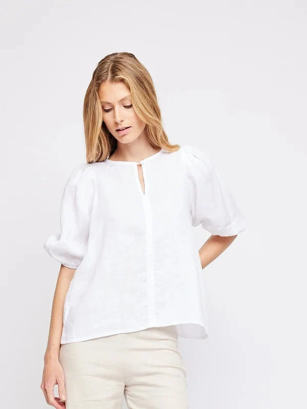 Anna Linen Top White - Image 2