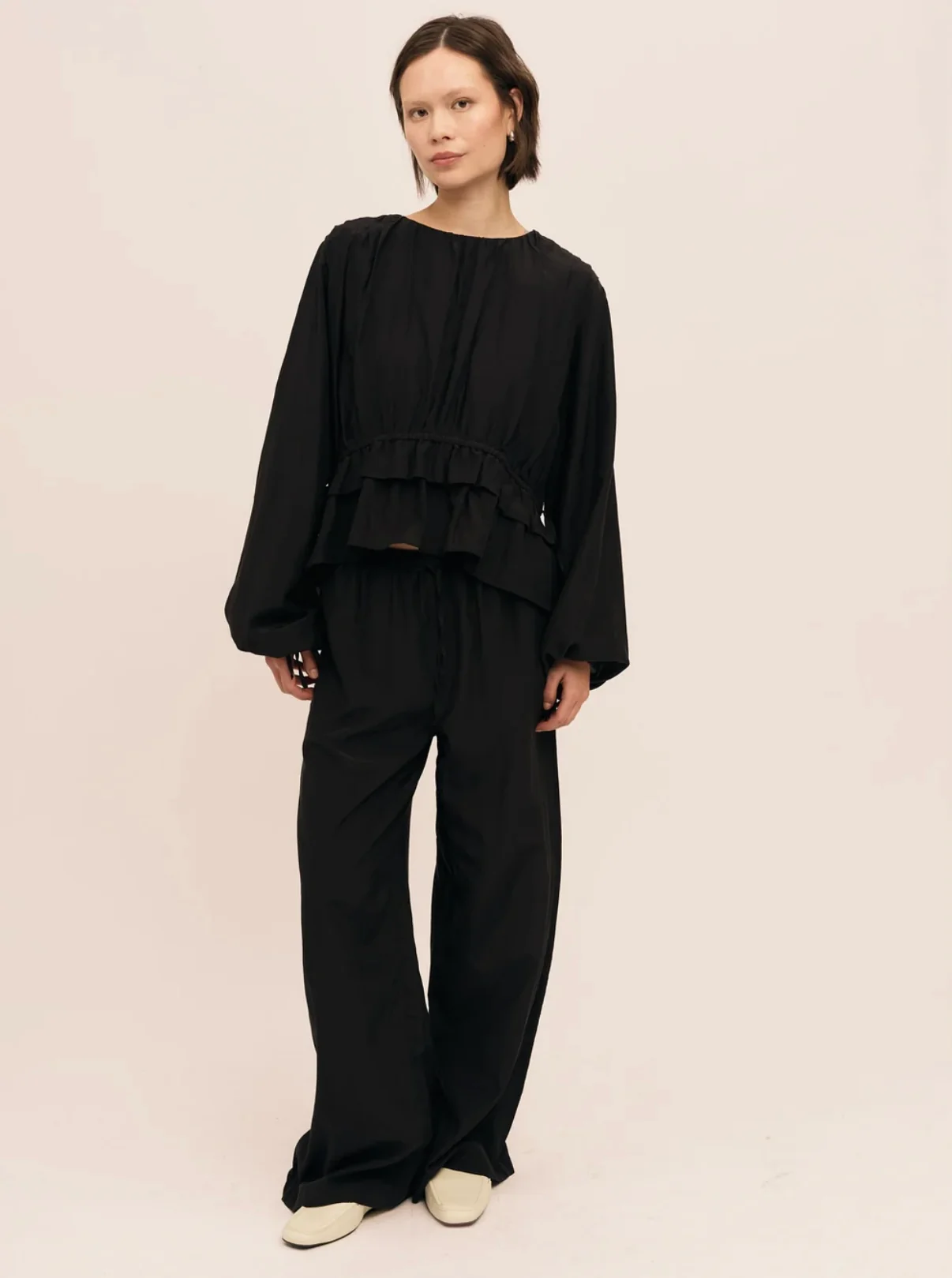Silkey String Blouse Black