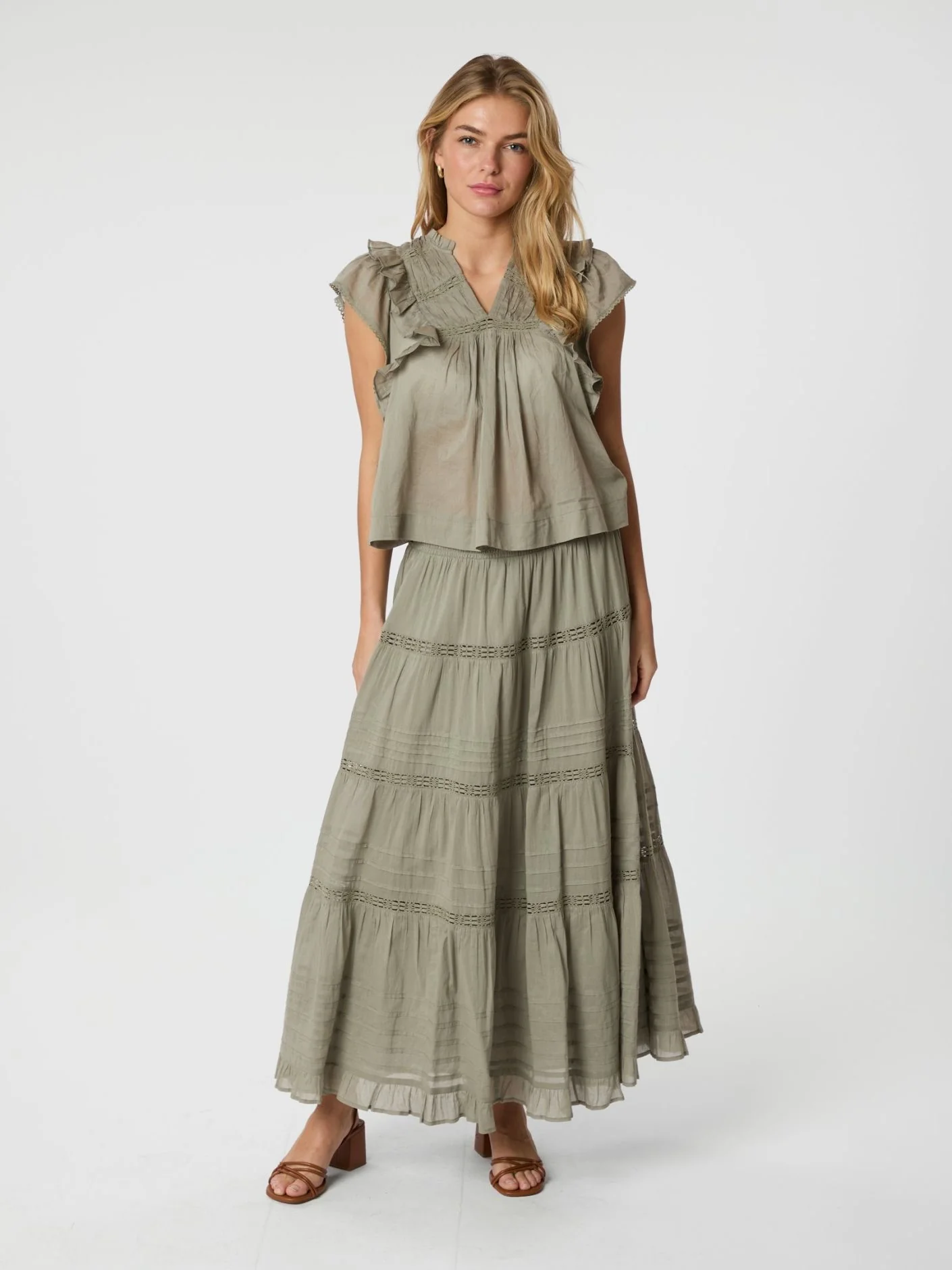 Jayla S Voile Top Smoke Green - Image 5