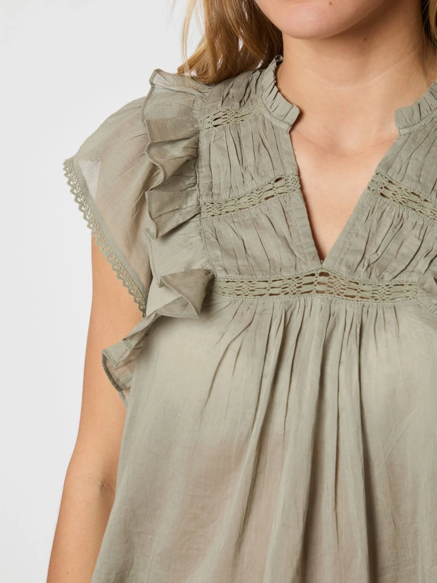 Jayla S Voile Top Smoke Green - Image 6