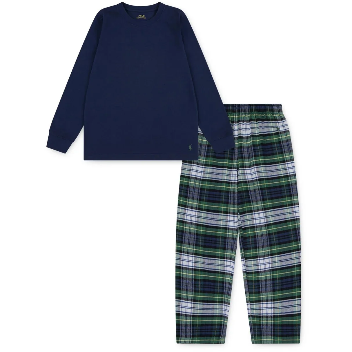 RLB L/S TEE & WOVEN PANT SET White Gordon Plaid