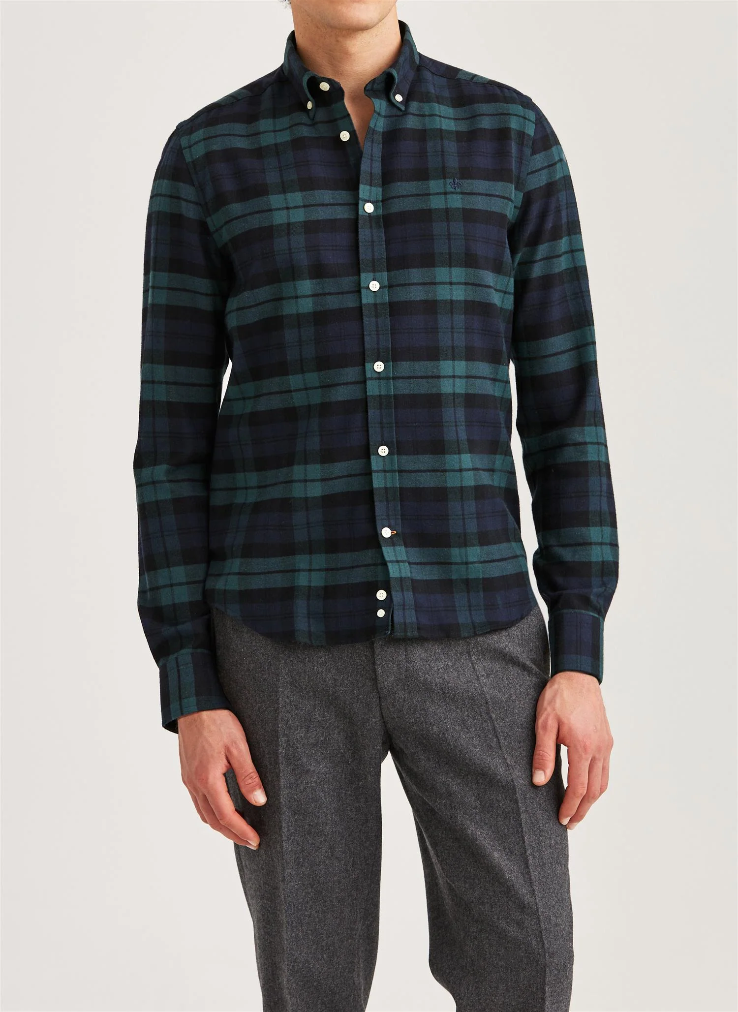 Soft Twill Tartan Shirt-Slim Fit Navy