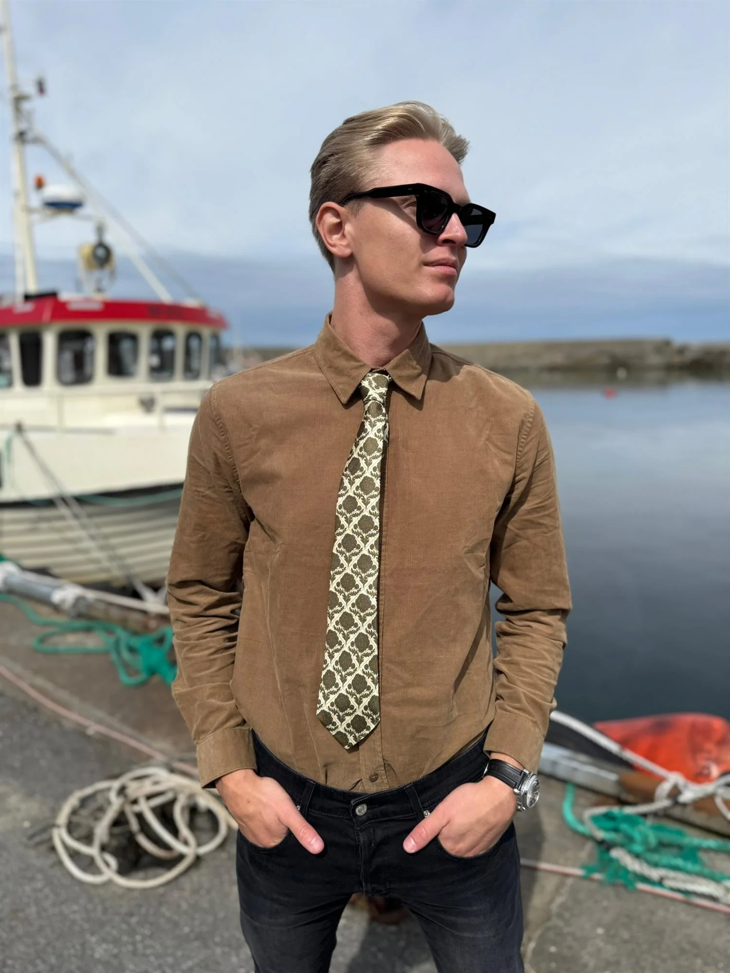 Tile Flower Tie  Chino Green - Image 4