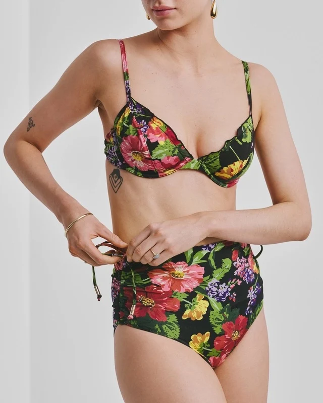 HIGH-WAISTED BIKINI BOTTOM  Midnight Bloom - Image 3