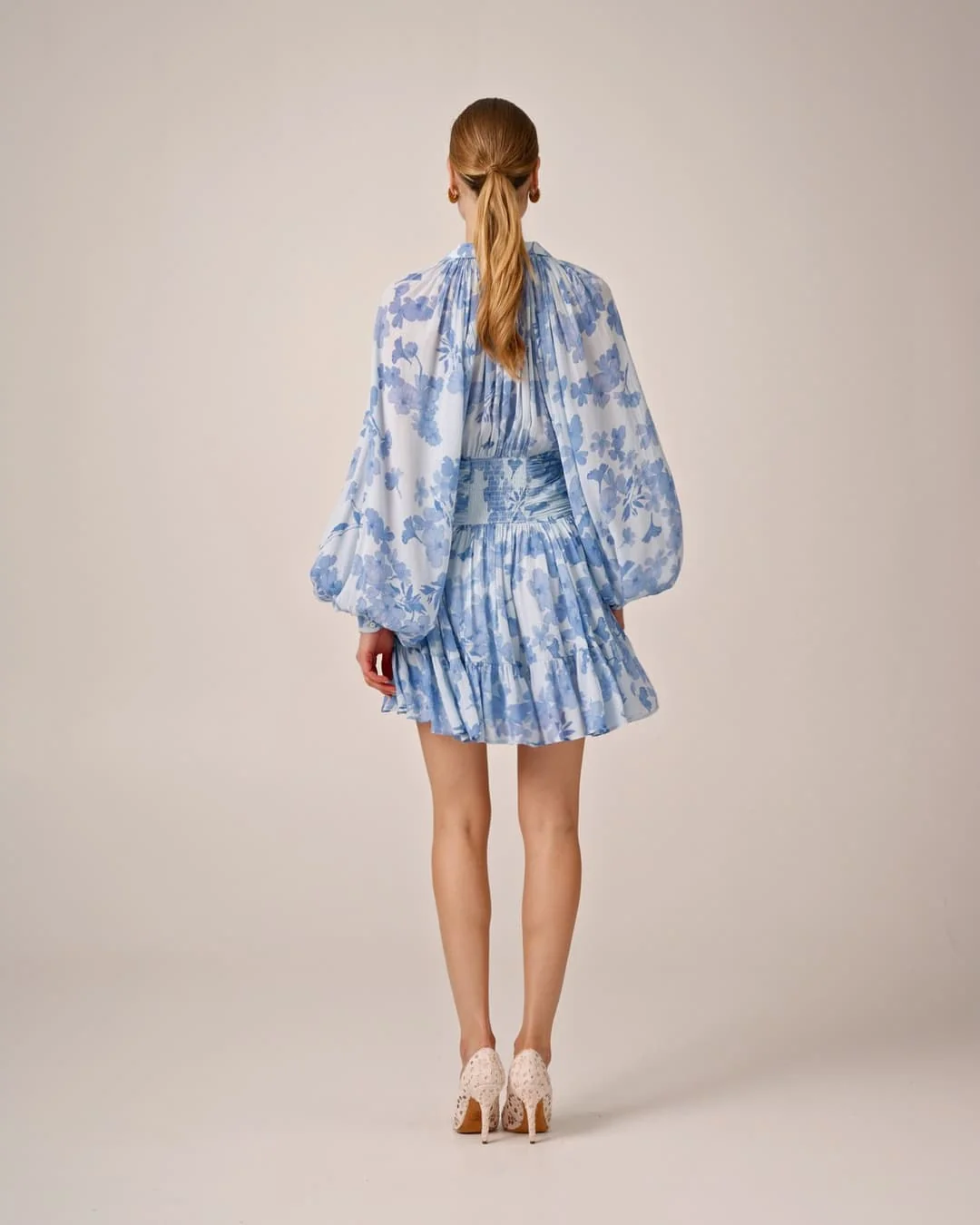 Chiffon Mini Dress Skye Blue - Image 3