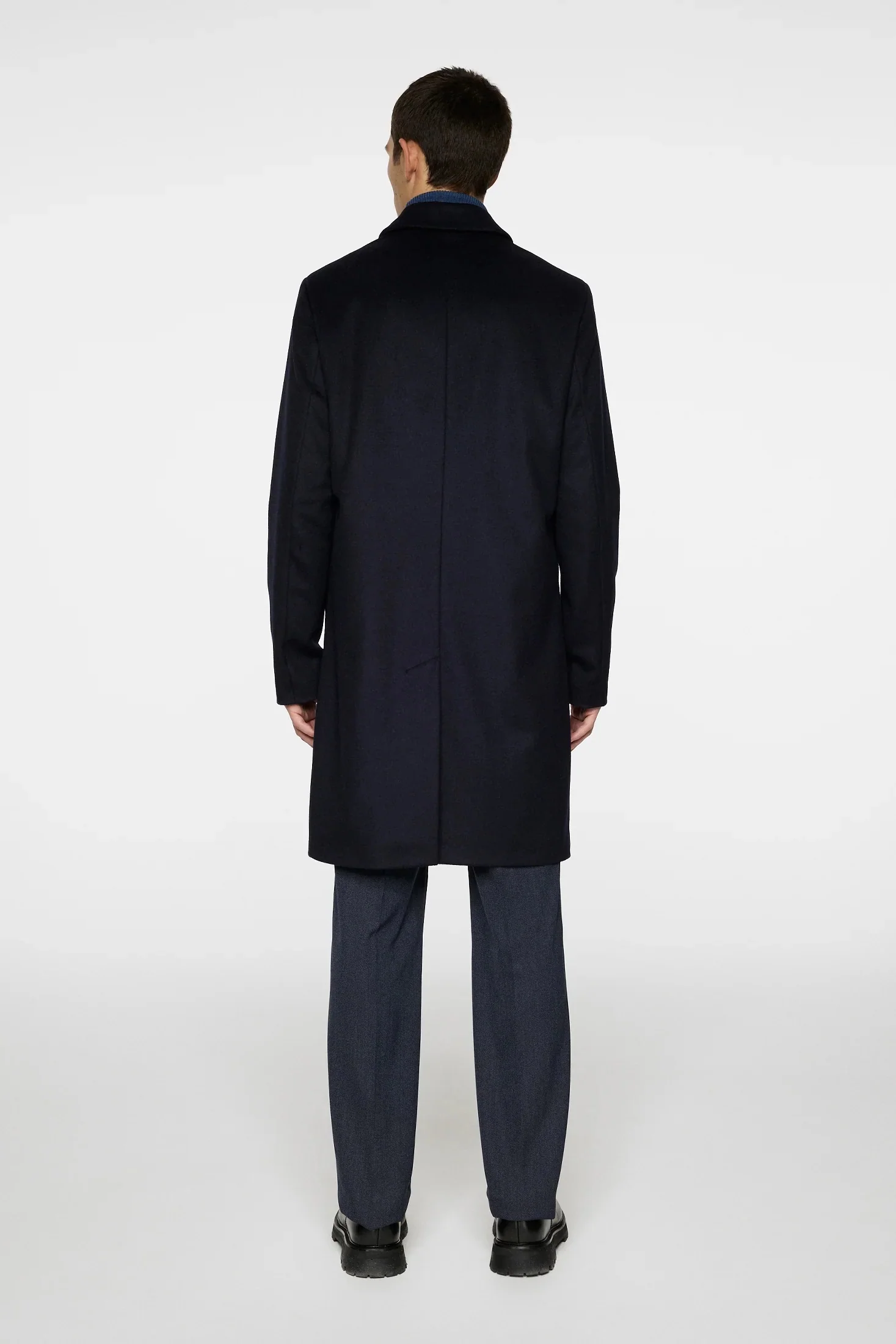 August Melton Cashmere Coat Navy - Image 4