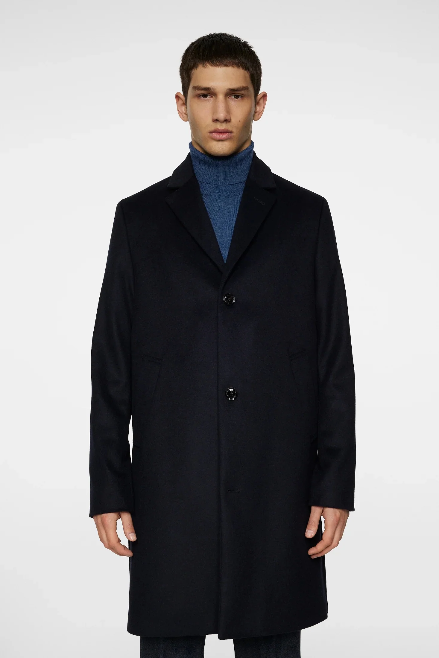 August Melton Cashmere Coat Navy - Image 5