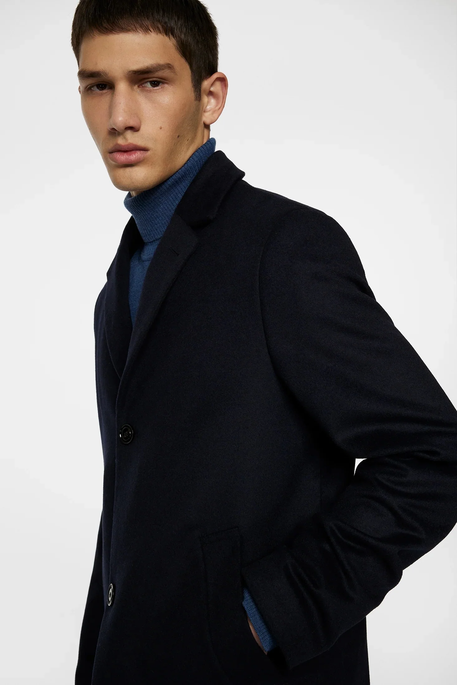 August Melton Cashmere Coat Navy - Image 6