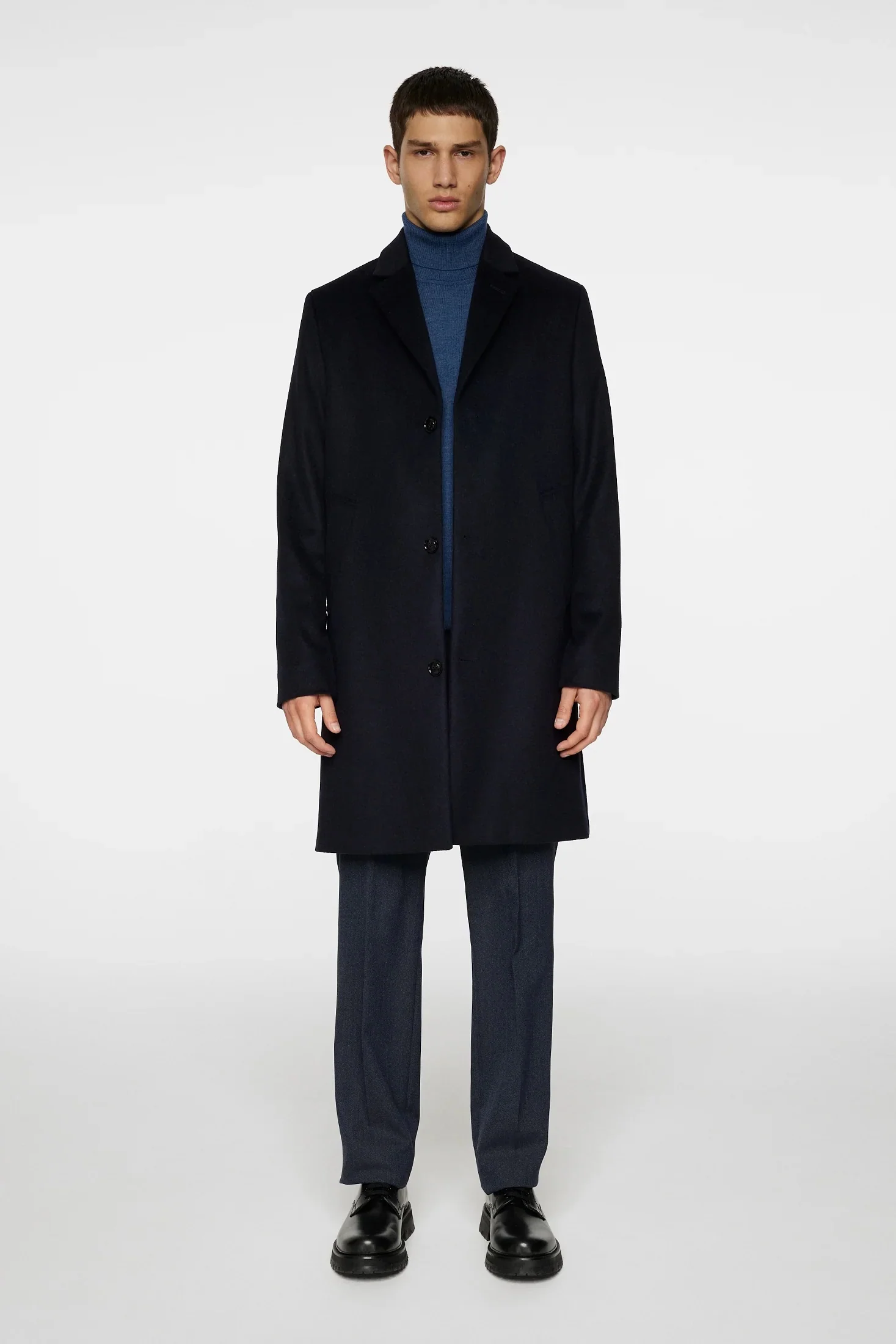 August Melton Cashmere Coat Navy - Image 7