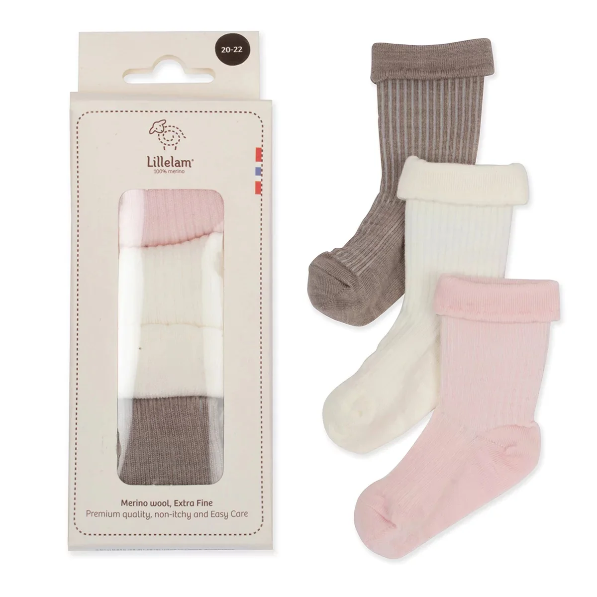 3 PK ULLSOKK  Rosa