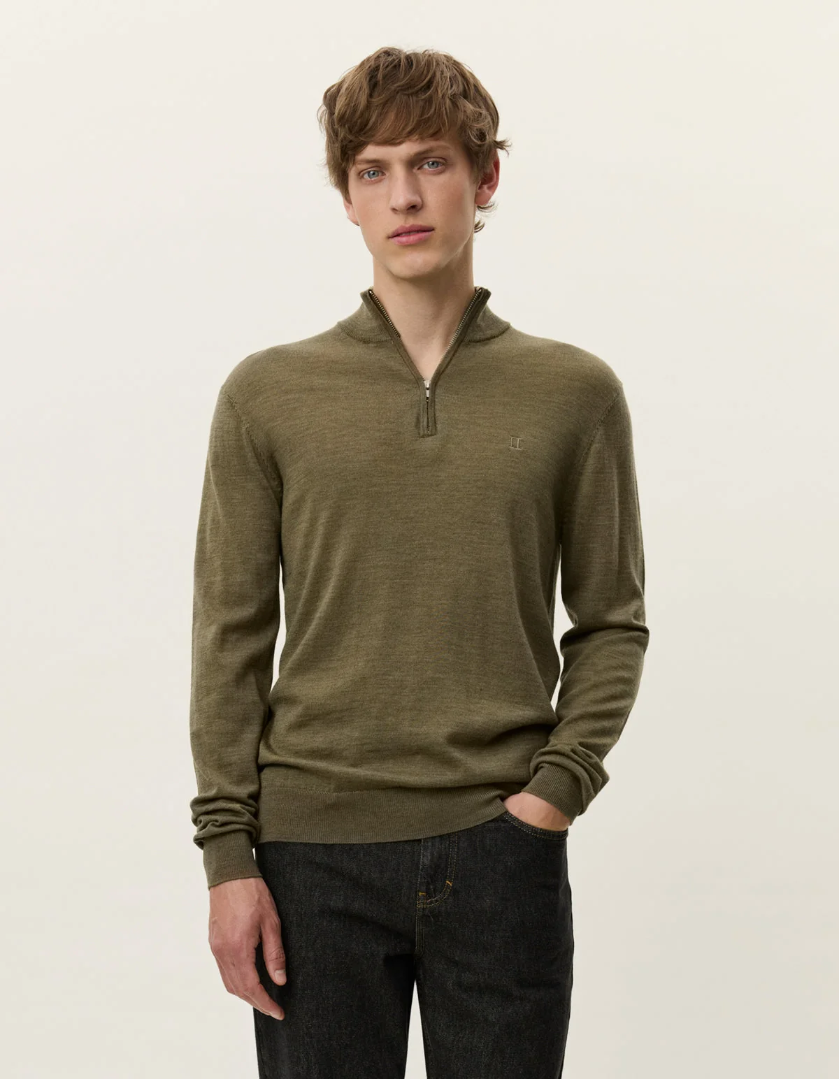 Grayson Half-Zip Merino knit  Olive Green - Image 7