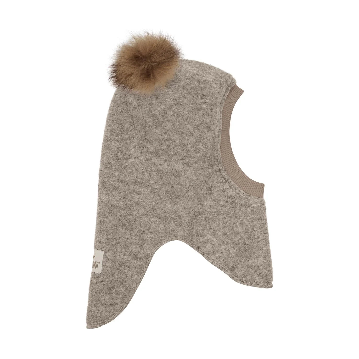 Balaclava Wool Alpaca Pompoms  Camel Melange - Image 3