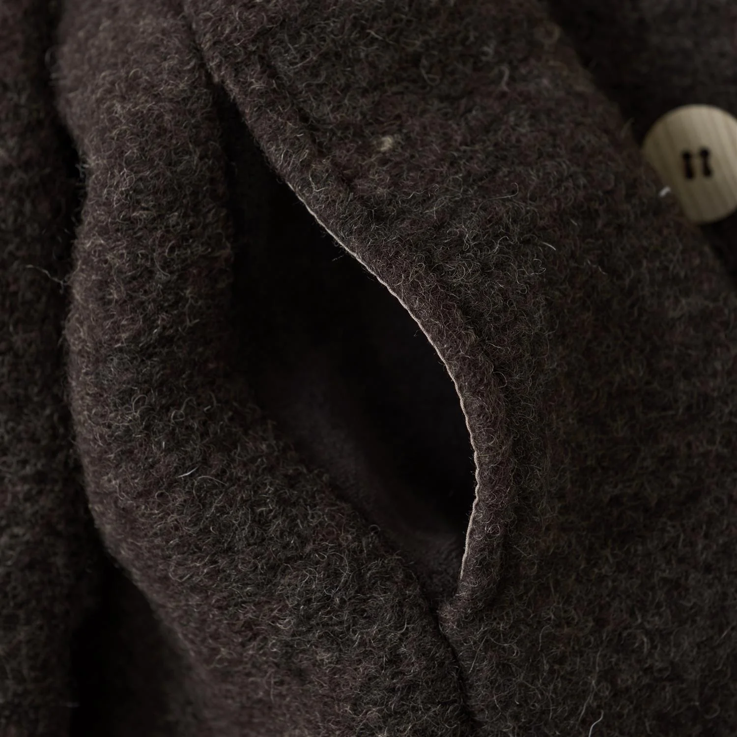 Coat Hood Wool w. Lining Dark Brown Melange - Image 5