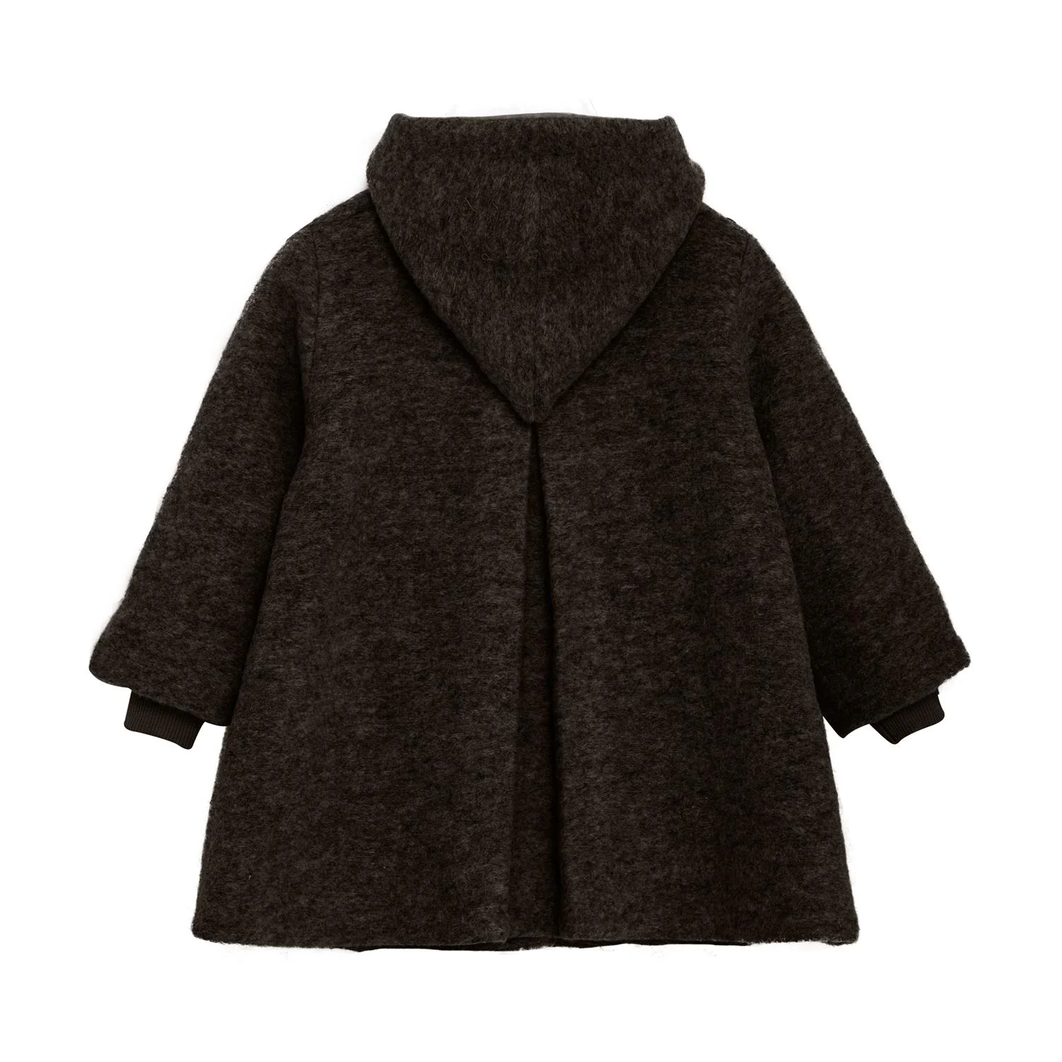 Coat Hood Wool w. Lining Dark Brown Melange - Image 6