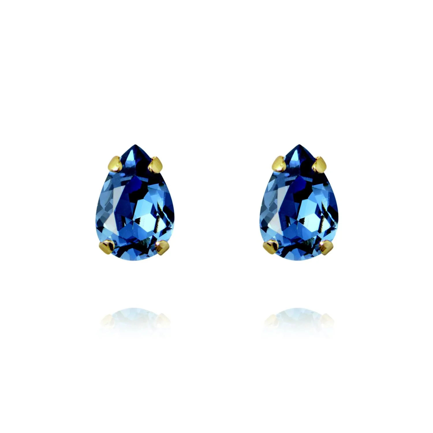 PETITE DROP STUD EARRINGS GOLD Denim Blue