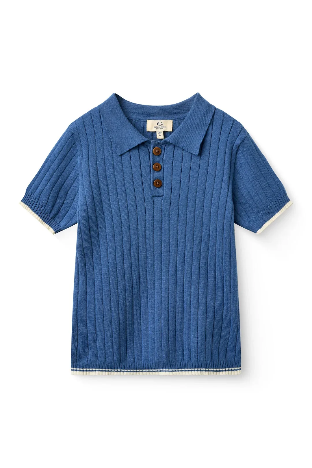 RIB KNITTED POLO  Sharp Blue/Cream Comb.