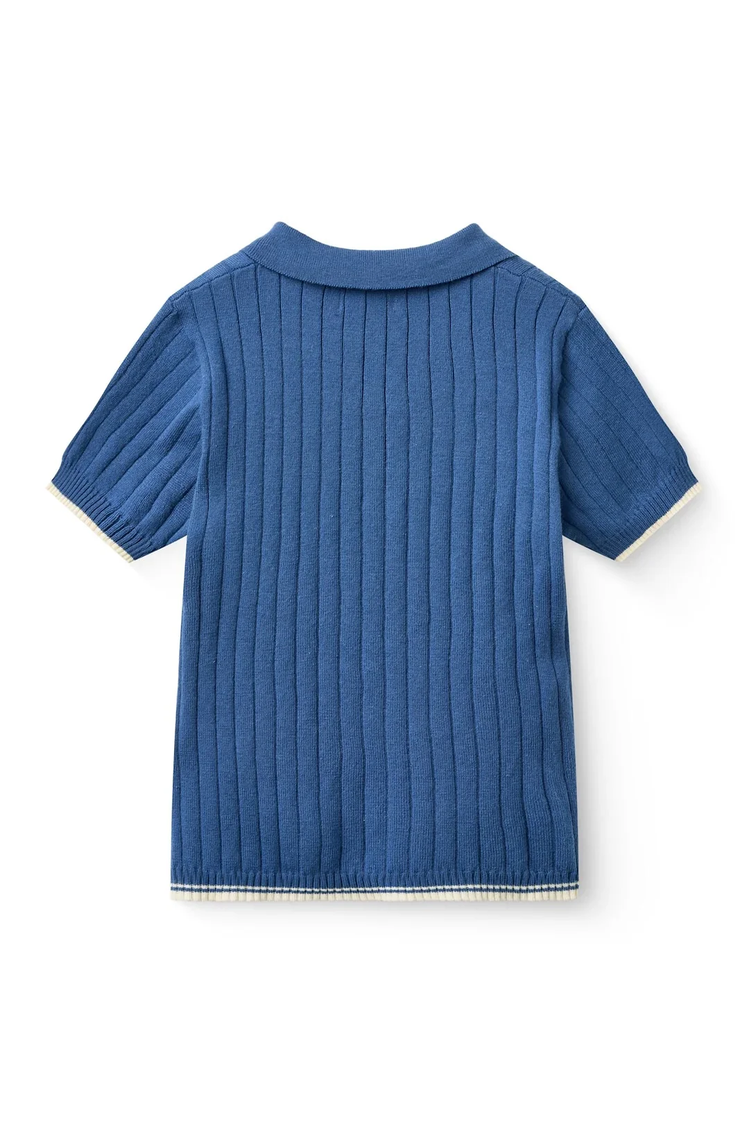 RIB KNITTED POLO  Sharp Blue/Cream Comb. - Image 2