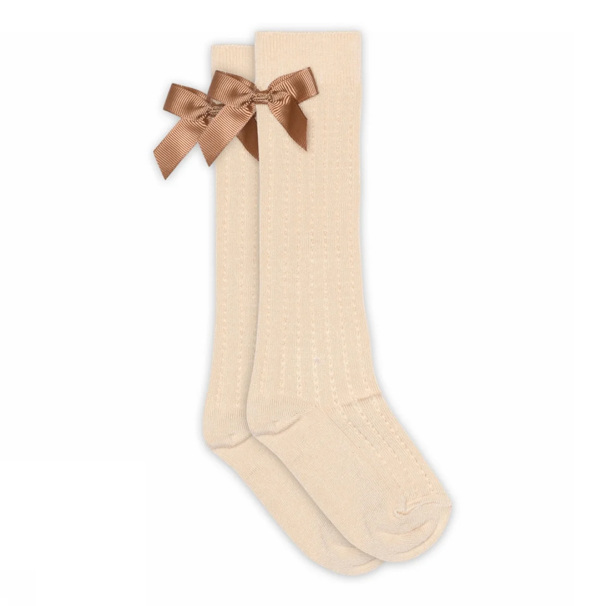 Liva knee socks - bow  Ecru