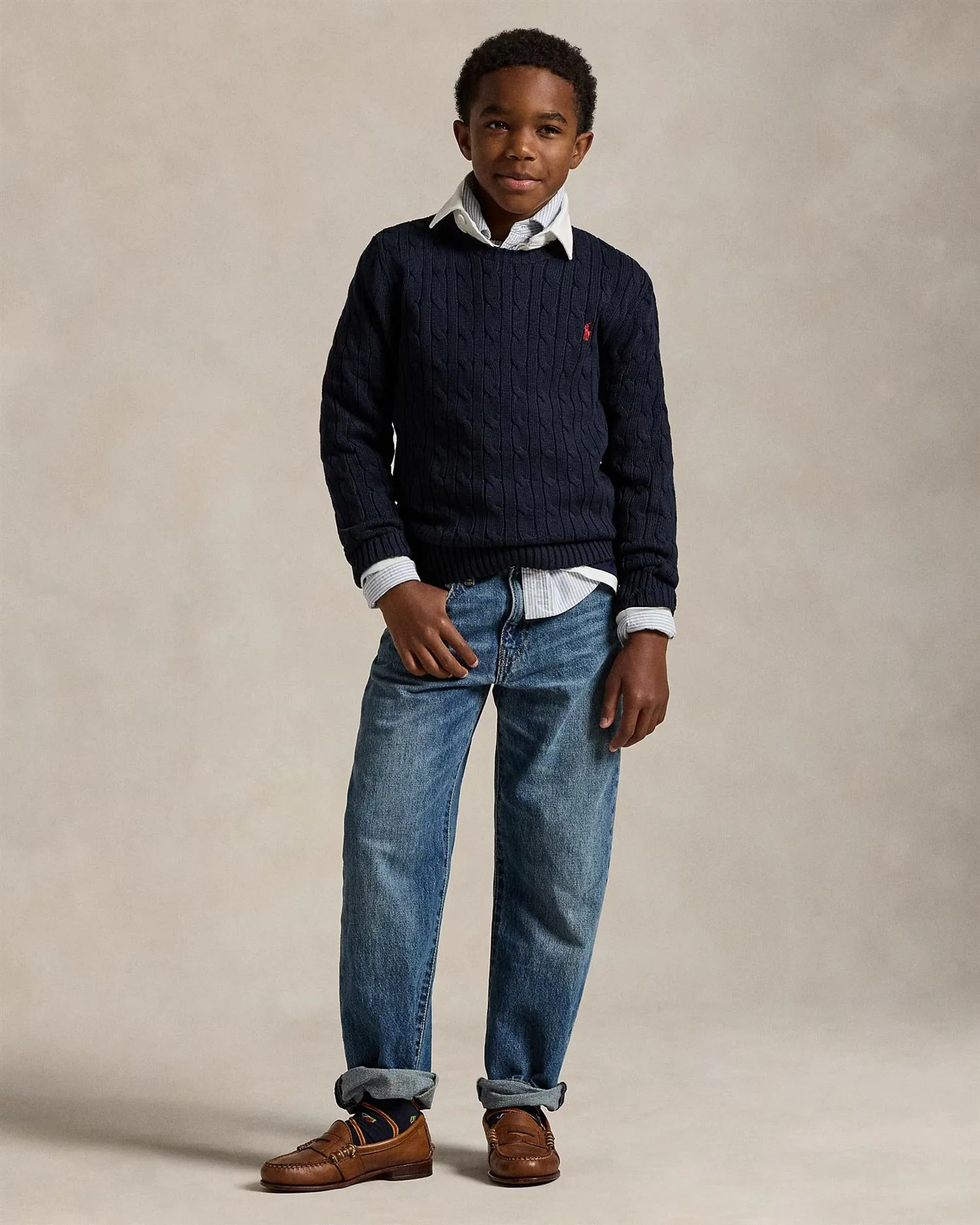LS cable CN-Tops sweater Navy - Image 3