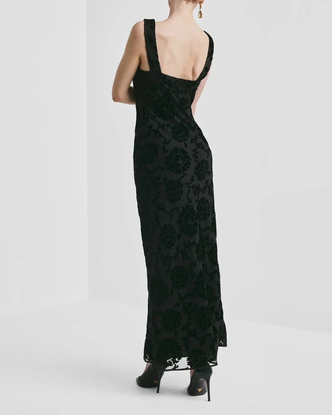 Velvet Strap Dress  Black - Image 5