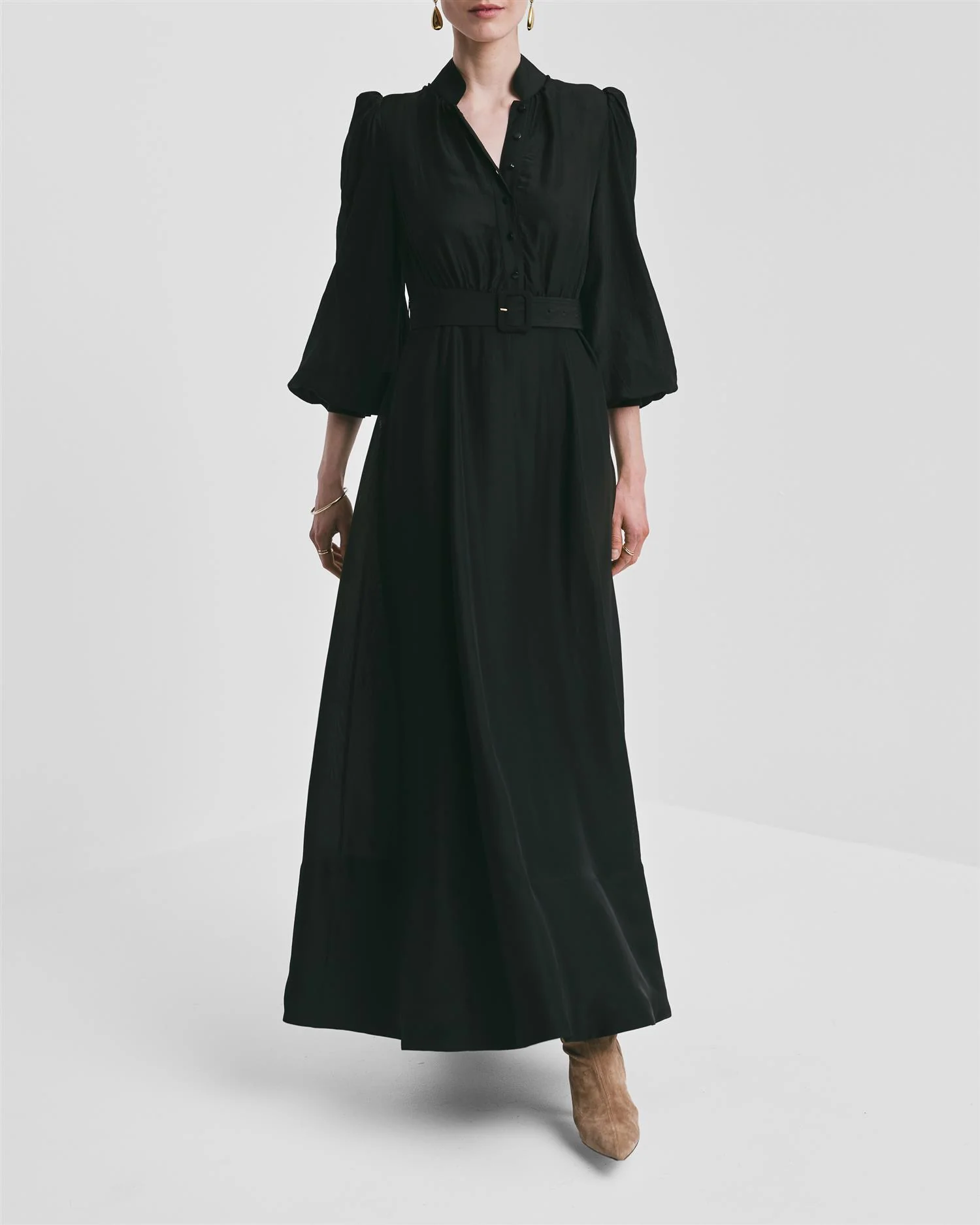 Striped Organza Belt Dress Black - Image 3