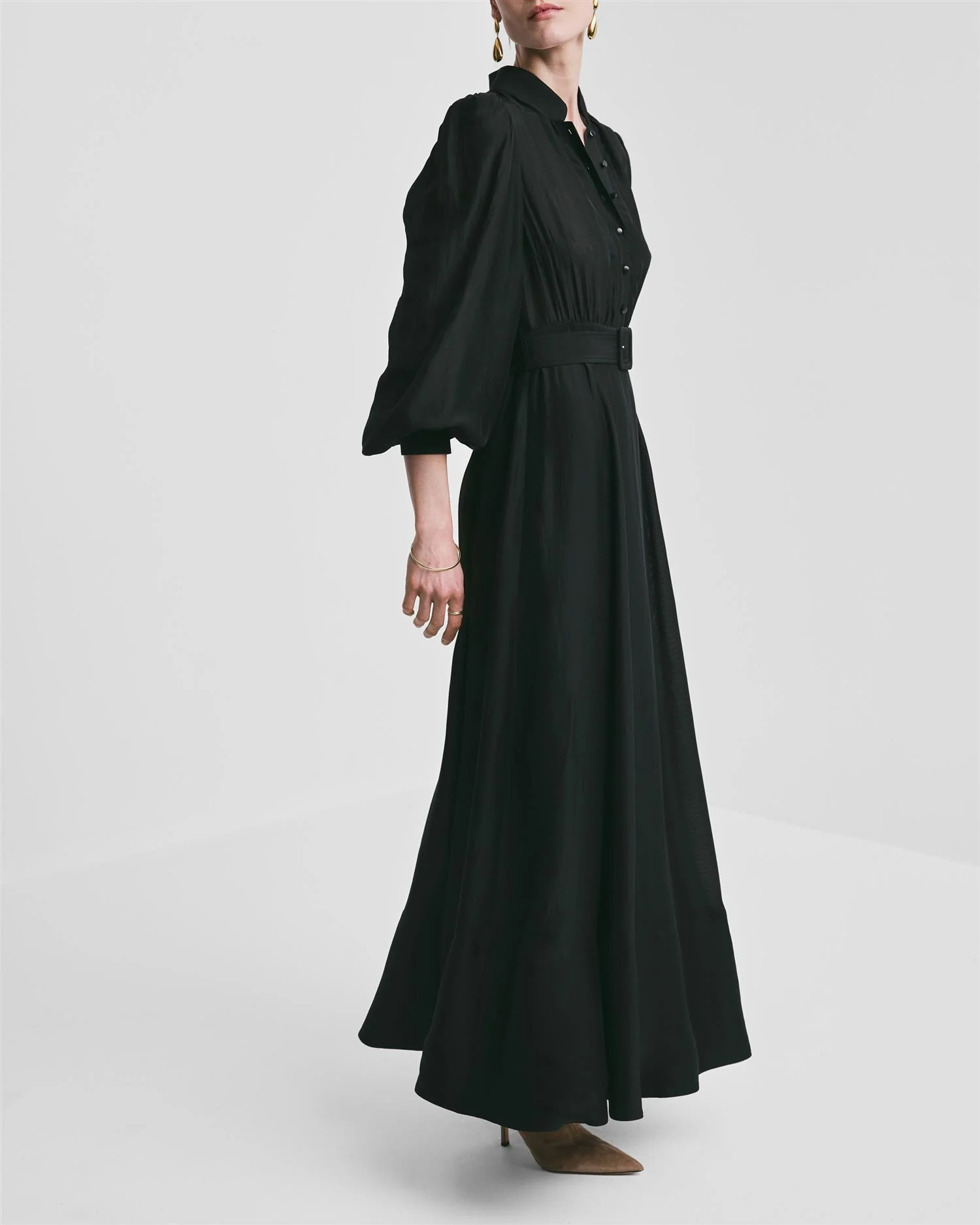Striped Organza Belt Dress Black - Image 4