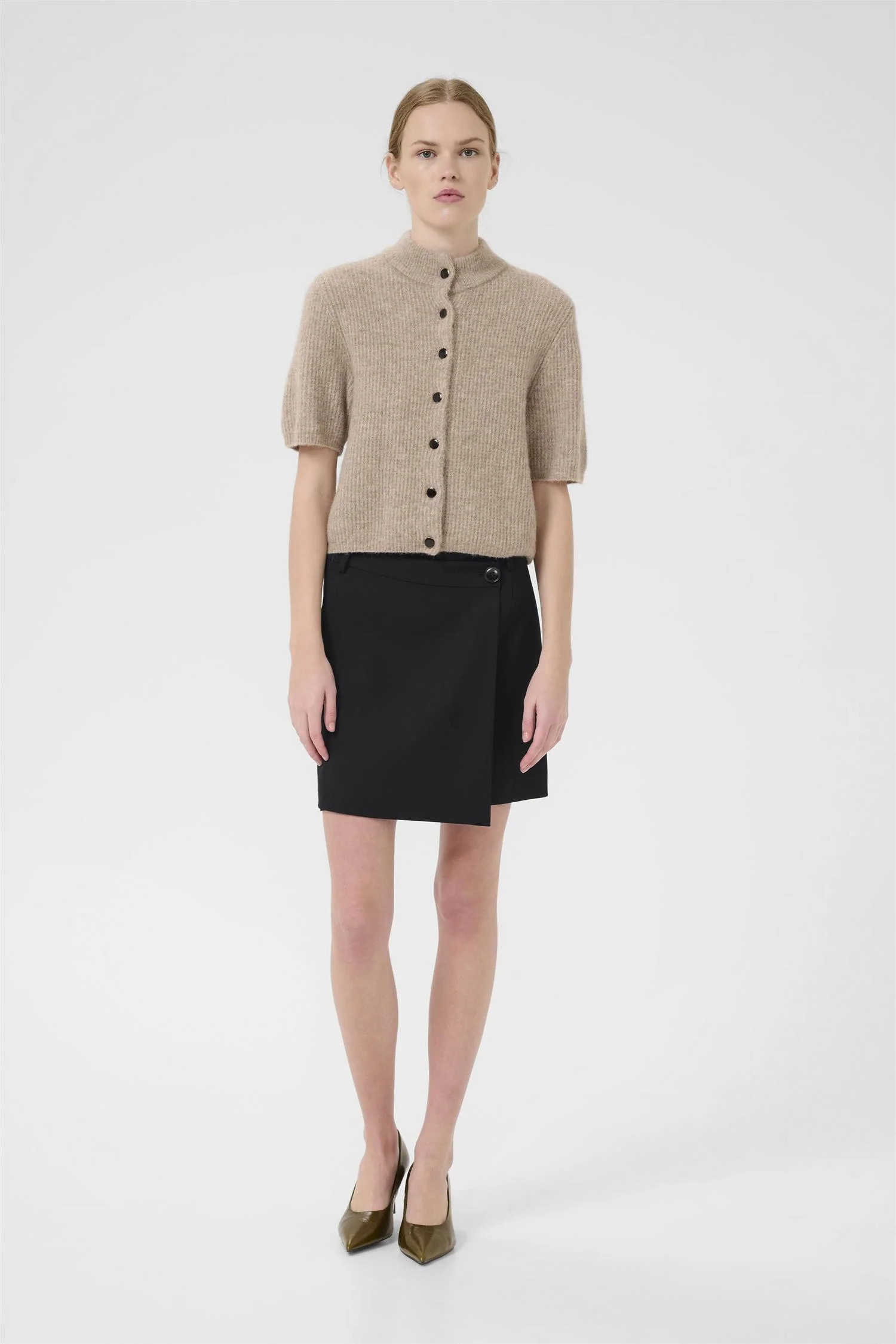 PAULA MELANGE MW WRAP SKIRT Black - Image 3