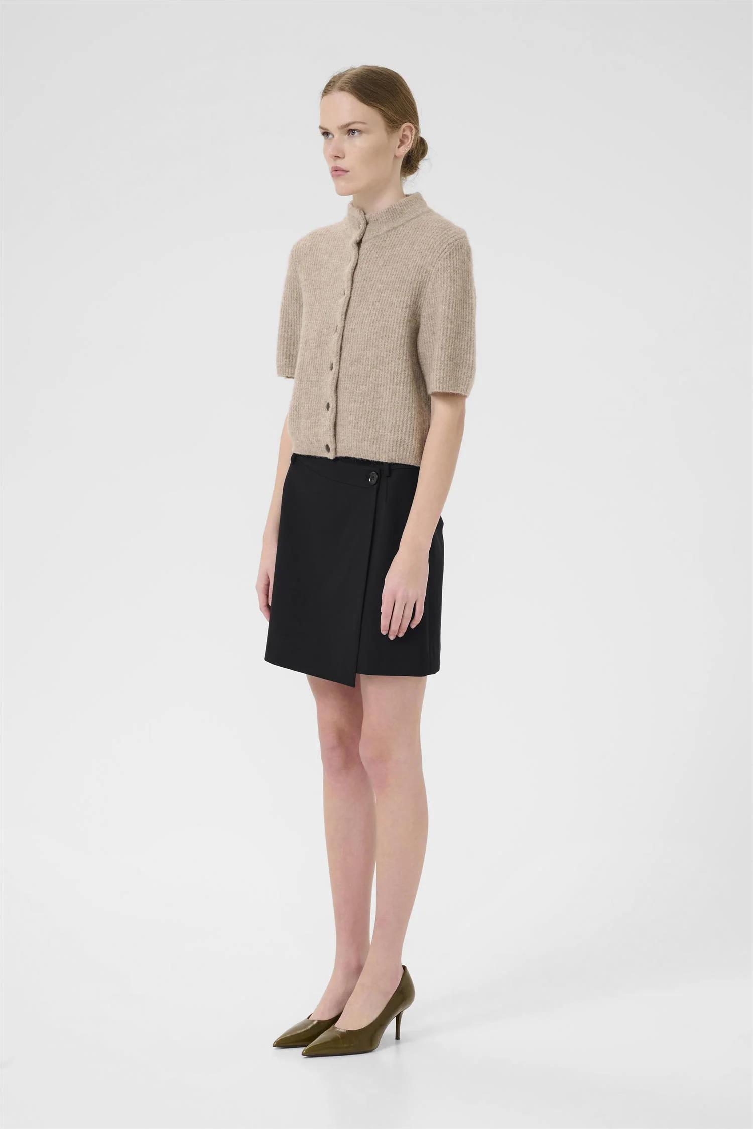 PAULA MELANGE MW WRAP SKIRT Black - Image 4